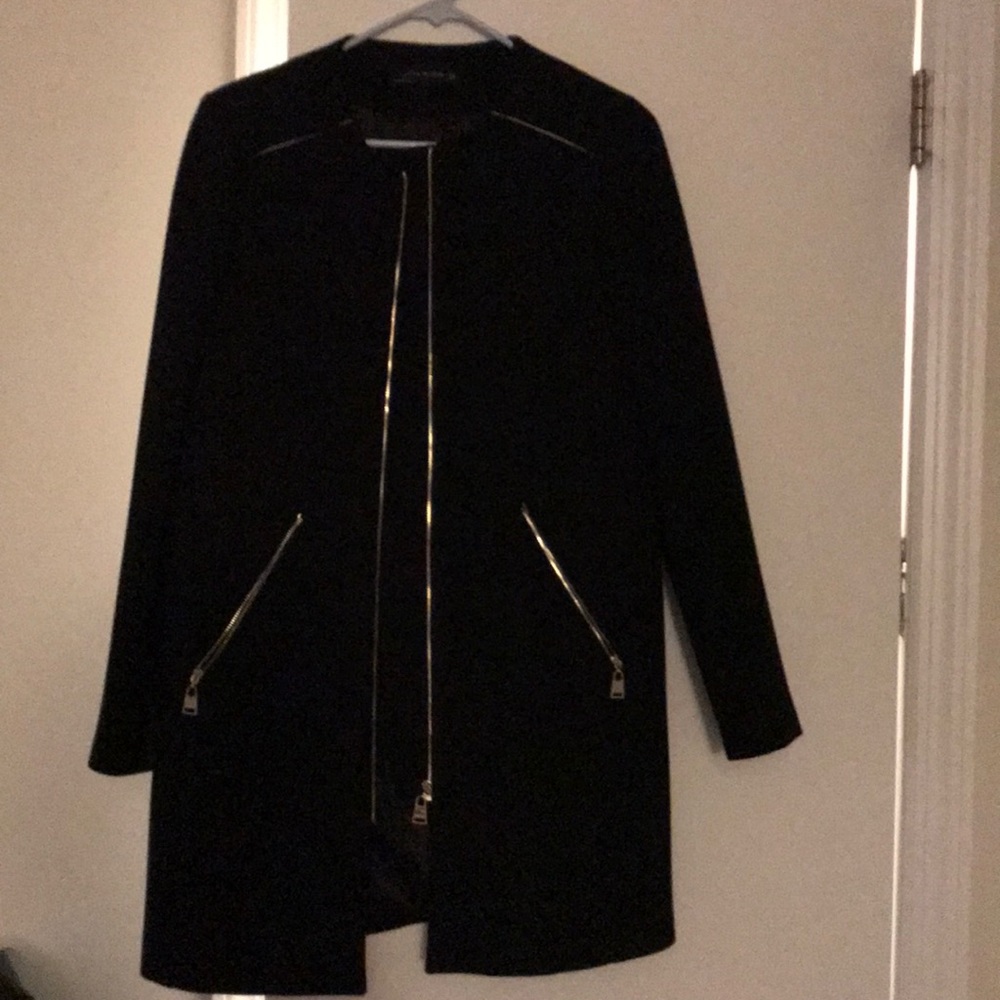 Zara Coat - Black with Silver zipper
